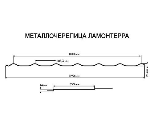 Металлочерепица Ламонтерра RAL6005 Полиэстер-0.45