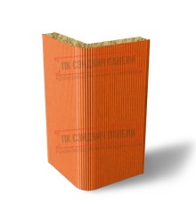 Угловая сэндвич-панель вертикальная из минеральной ваты, 0.5/0.5, ширина 1200 мм, толщина 20 мм, RAL2004