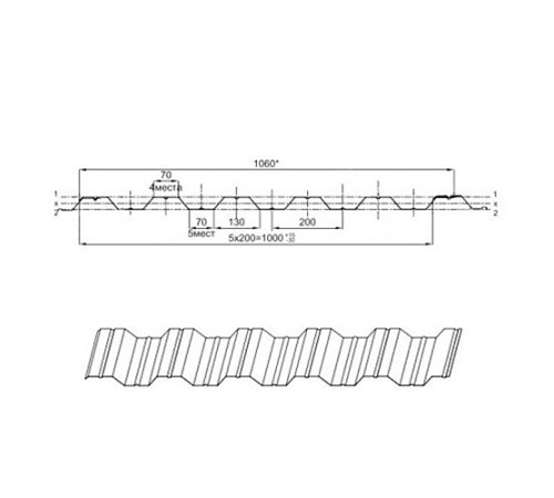 Профнастил НС35ПГ-0.45, Ширина-1100, Полиэстер RAL6005